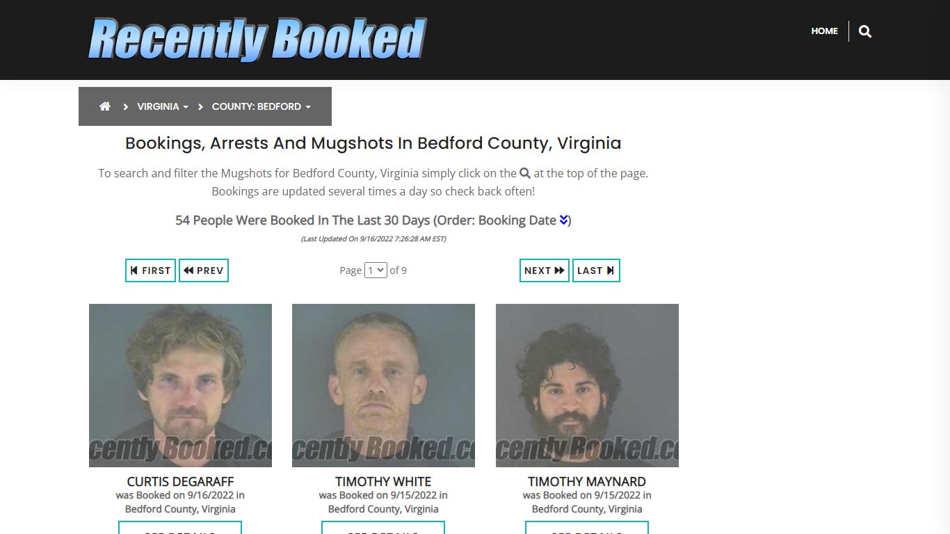 Recent bookings, Arrests, Mugshots in Bedford County, Virginia